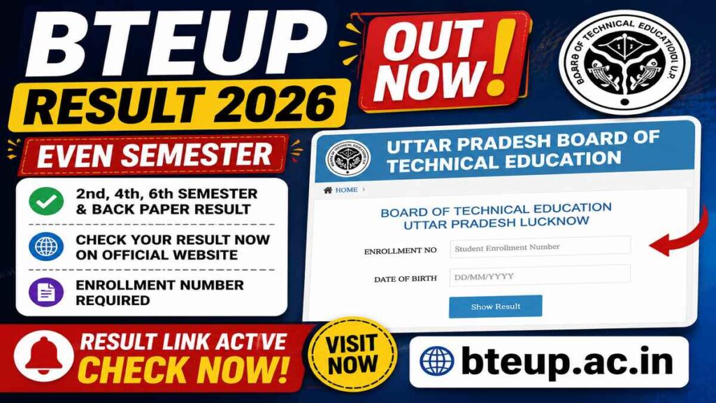 BTEUP Result 2026 | Even Semester Result Link Active