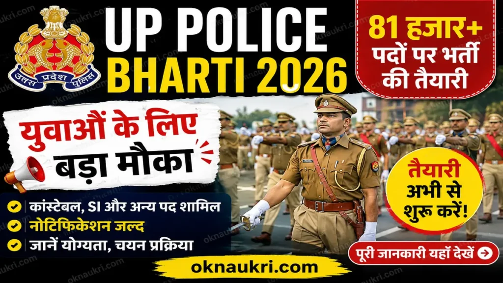 UP Police Bharti 2026: 81 हजार से ज्यादा पदों पर भर्ती की तैयारी, Notification Releas