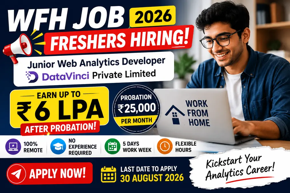WFH Job 2026: ₹6 LPA Salary for Freshers